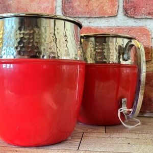 Hammered metal mule mugs